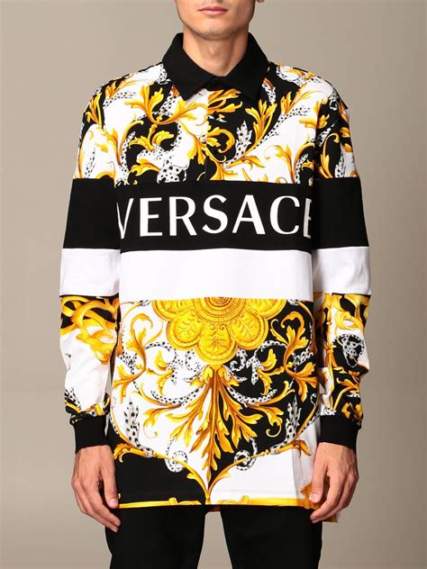 versace long sleeve white dress|Versace long sleeves polo shirts.